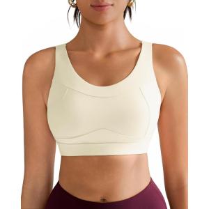 imageRUNNING GIRL High Impact Sports Bras for WomenRacerback Running Bra Workout Crop Tank Tops Longline Sports Bra Push upDwhite Apricot