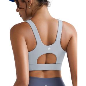 imageRUNNING GIRL High Impact Sports Bras for WomenRacerback Running Bra Workout Crop Tank Tops Longline Sports Bra Push upYicy Grey