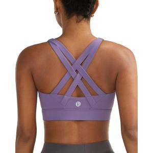 imageRUNNING GIRL Sports Bra for Women High SupportMolded Cup Strappy Running High Impact Sports Bras for WomenDusty Lavender