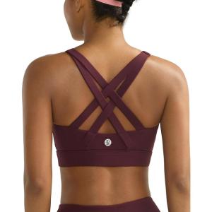imageRUNNING GIRL Sports Bra for Women High SupportMolded Cup Strappy Running High Impact Sports Bras for WomenMaroon