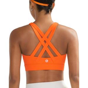 imageRUNNING GIRL Sports Bra for Women High SupportMolded Cup Strappy Running High Impact Sports Bras for WomenOrange