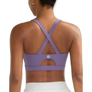 imageRUNNING GIRL Sports Bra for Women High SupportMolded Cup Strappy Running Sports Bras with Sewn in PadsDusty Lavender