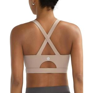 imageRUNNING GIRL Sports Bra for Women High SupportMolded Cup Strappy Running Sports Bras with Sewn in PadsNude