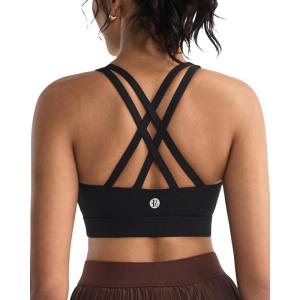 imageRUNNING GIRL Sports Bra for WomenStrappy Running CrissCross Back High Impact Sports Bra with Sewn in PadsBlack