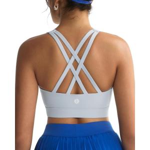 imageRUNNING GIRL Sports Bra for WomenStrappy Running CrissCross Back High Impact Sports Bra with Sewn in PadsGrey