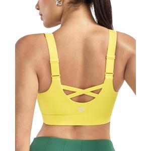 imageRUNNING GIRL Sports Bras for Women High Support Adjustable Straps High Impact Sports Bras with Sewn in Pads Workout BraBright Yellow
