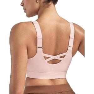 imageRUNNING GIRL Sports Bras for Women High Support Adjustable Straps High Impact Sports Bras with Sewn in Pads Workout BraPink Peony