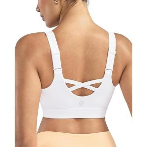 imageRUNNING GIRL Sports Bras for Women High Support Adjustable Straps High Impact Sports Bras with Sewn in Pads Workout BraWhite
