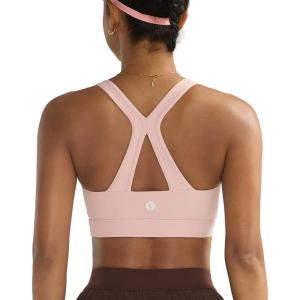 imageRUNNING GIRL Sports Bras for Women High Support V Neck Molded Cup High Impact Sports Bra with Sewn in PadsPink