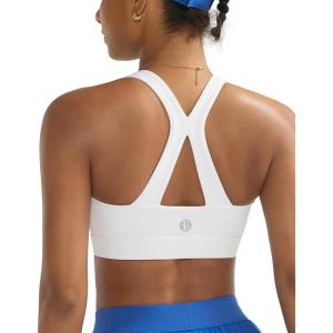 imageRUNNING GIRL Sports Bras for Women High Support V Neck Molded Cup High Impact Sports Bra with Sewn in PadsWhite