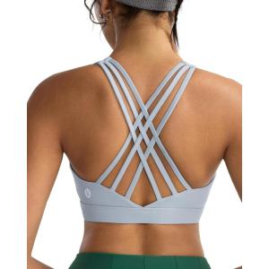 imageRUNNING GIRL Sports Bras for WomenHigh Impact Criss Cross Back Molded Cup Running Bra with Sewn in PadsGrey