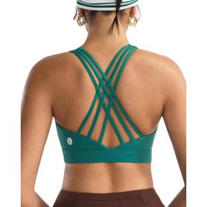 imageRUNNING GIRL Sports Bras for WomenHigh Impact Criss Cross Back Molded Cup Running Bra with Sewn in PadsTeal