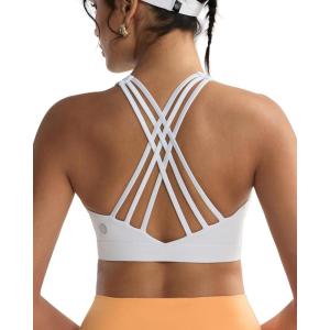 imageRUNNING GIRL Sports Bras for WomenHigh Impact Criss Cross Back Molded Cup Running Bra with Sewn in PadsWhite
