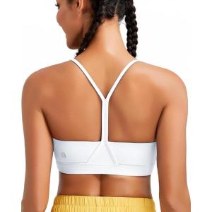 imageRUNNING GIRL Womens Workout Seamless Bra Push Up Sports Bras for Women High Support Moulded Cup Racerback Yoga BraEwhite