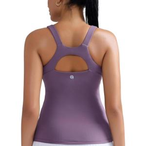 imageRUNNING GIRL Workout Tops for WomenRacerback Tank Tops with Built in BrasPadded Sports Bra Yoga Tank Athletic TopsPurple