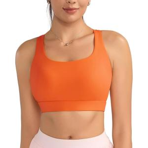 imageRUNNING GIRL High Impact Sports Bras for Women High Support Running Strappy Womens Sports Bra with Sewn in PadsXorange
