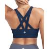 imageRUNNING GIRL Sports Bras for WomenPadded Strappy Sports Bras CrissCross Back Medium Support Sports Bras with Removable CupsBnavy Blue