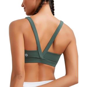 imageRUNNING GIRL Sports Bras for Women Medium Support Molded Cup Sports Bras with Sewn in Pads Strappy Workout Yoga Bra3004 Sage Green