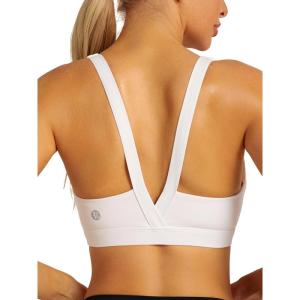 imageRUNNING GIRL Sports Bras for Women Medium Support Molded Cup Sports Bras with Sewn in Pads Strappy Workout Yoga BraSnow White