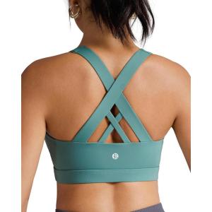 imageRUNNING GIRL Sports Bras for WomenPadded Strappy Sports Bras CrissCross Back Medium Support Sports Bras with Removable CupsAblue