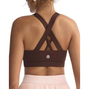 imageRUNNING GIRL Sports Bras for WomenPadded Strappy Sports Bras CrissCross Back Medium Support Sports Bras with Removable CupsAcoffee Bean