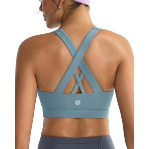 imageRUNNING GIRL Sports Bras for WomenPadded Strappy Sports Bras CrissCross Back Medium Support Sports Bras with Removable CupsAopal Green