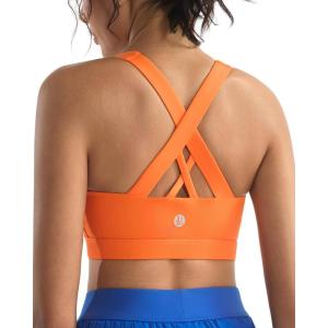imageRUNNING GIRL Sports Bras for WomenPadded Strappy Sports Bras CrissCross Back Medium Support Sports Bras with Removable CupsAorange