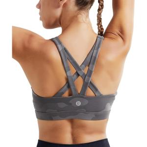imageRUNNING GIRL Sports Bras for WomenPadded Strappy Sports Bras CrissCross Back Medium Support Sports Bras with Removable CupsBcamouflage Black