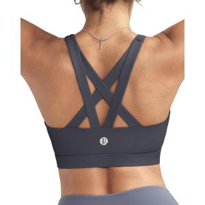 imageRUNNING GIRL Sports Bras for WomenPadded Strappy Sports Bras CrissCross Back Medium Support Sports Bras with Removable CupsBdusty Blue