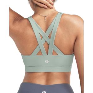imageRUNNING GIRL Sports Bras for WomenPadded Strappy Sports Bras CrissCross Back Medium Support Sports Bras with Removable CupsBgreen