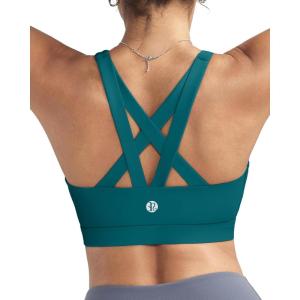 imageRUNNING GIRL Sports Bras for WomenPadded Strappy Sports Bras CrissCross Back Medium Support Sports Bras with Removable CupsBstorm Teal
