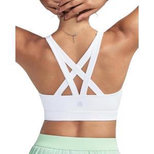 imageRUNNING GIRL Sports Bras for WomenPadded Strappy Sports Bras CrissCross Back Medium Support Sports Bras with Removable CupsBwhite