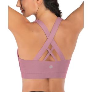 imageRUNNING GIRL Sports Bras for WomenPadded Strappy Sports Bras CrissCross Back Medium Support Sports Bras with Removable CupsPurple