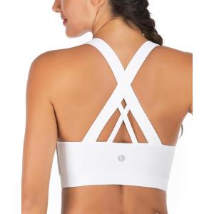 imageRUNNING GIRL Sports Bras for WomenPadded Strappy Sports Bras CrissCross Back Medium Support Sports Bras with Removable CupsWhite