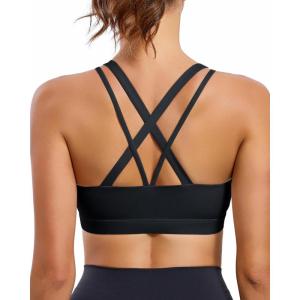 imageRUNNING GIRL Sports Bras for WomenPadded Strappy Sports Bras CrissCross Back Medium Support Sports Bras with Removable CupsYblack