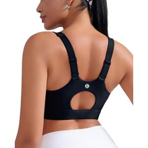imageRUNNING GIRL Sports Bras for Women High Support Adjustable Straps High Impact Molded Cup Sports Bra with Sewn in PadsBlack