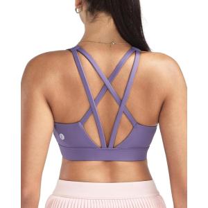 imageRUNNING GIRL Sports Bras for Women High Support Molded Cup High Impact Sports Bras with Sewn in Pads Strappy Yoga BraPurple