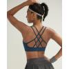 image:imageRUNNING GIRL Sports Bras for Women Pack Criss Cross Back Sexy Strappy Sports Bra Seamless Padded Yoga Bra with Removable Cups3pack NavyWhitePink