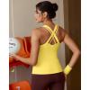 image:imageRUNNING GIRL Tank top with Built in Bra for WomenCompression Shirts Crisscross Back Workout Yoga TopsBright Yellow