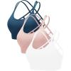 image:imageRUNNING GIRL Sports Bras for Women Pack Criss Cross Back Sexy Strappy Sports Bra Seamless Padded Yoga Bra with Removable Cups3pack NavyWhitePink