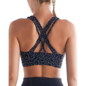 image:imageRUNNING GIRL Sports Bra for Women High Support CrissCross Back Padded Strappy Sports Bras Yoga Bra with Removable Cups1leopard Print