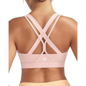 image:imageRUNNING GIRL Sports Bra for Women High Support CrissCross Back Padded Strappy Sports Bras Yoga Bra with Removable Cups1pink