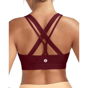 image:imageRUNNING GIRL Sports Bra for Women High Support CrissCross Back Padded Strappy Sports Bras Yoga Bra with Removable Cups1wine Red