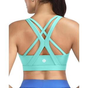 image:imageRUNNING GIRL Sports Bra for Women High Support CrissCross Back Padded Strappy Sports Bras Yoga Bra with Removable CupsAelectric Green