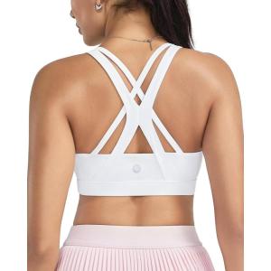 image:imageRUNNING GIRL Sports Bra for Women High Support CrissCross Back Padded Strappy Sports Bras Yoga Bra with Removable CupsAwhite