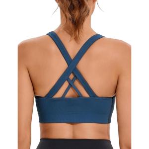 image:imageRUNNING GIRL Sports Bra for Women High Support CrissCross Back Padded Strappy Sports Bras Yoga Bra with Removable CupsBdark Blue