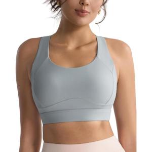 image:imageRUNNING GIRL Sports Bras for Women High SupportRacerback High Impact Grey Sports Bra Moulded Cup Workout Bra Push upZice Grey
