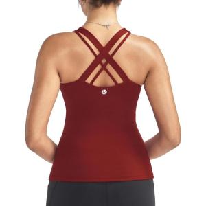 image:imageRUNNING GIRL Tank top with Built in Bra for WomenCompression Shirts Crisscross Back Workout Yoga TopsRed