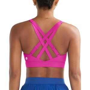 image:imageRUNNING GIRL High Support Sports Bras for Women High Impact Running Adjustable Sports Bra Molded Cup Strappy Sports BrasHot Pink