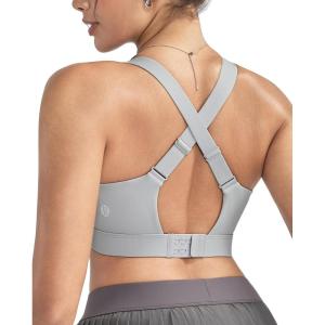image:imageRUNNING GIRL Sports Bras for Women High Support Adjustable Straps Hook Back Sports Bras for Women with Sewn in PadsGrey